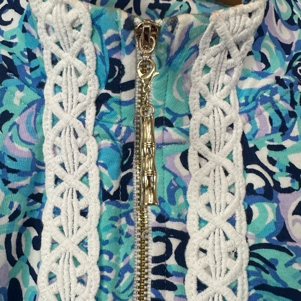 Lilly Pulitzer Janie Popover in Light Aqua Spritz Quarter Zip Size M Coastal - Picture 7 of 12